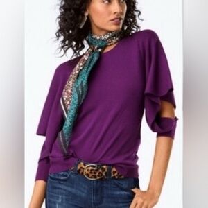 CABI Peek Pullover Sweater In Plum S. #3708